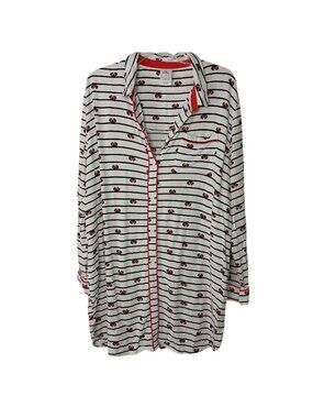 Disney Womens XL Minnie Mouse Striped Nightshirt Pajamas w/Pocket #I-8